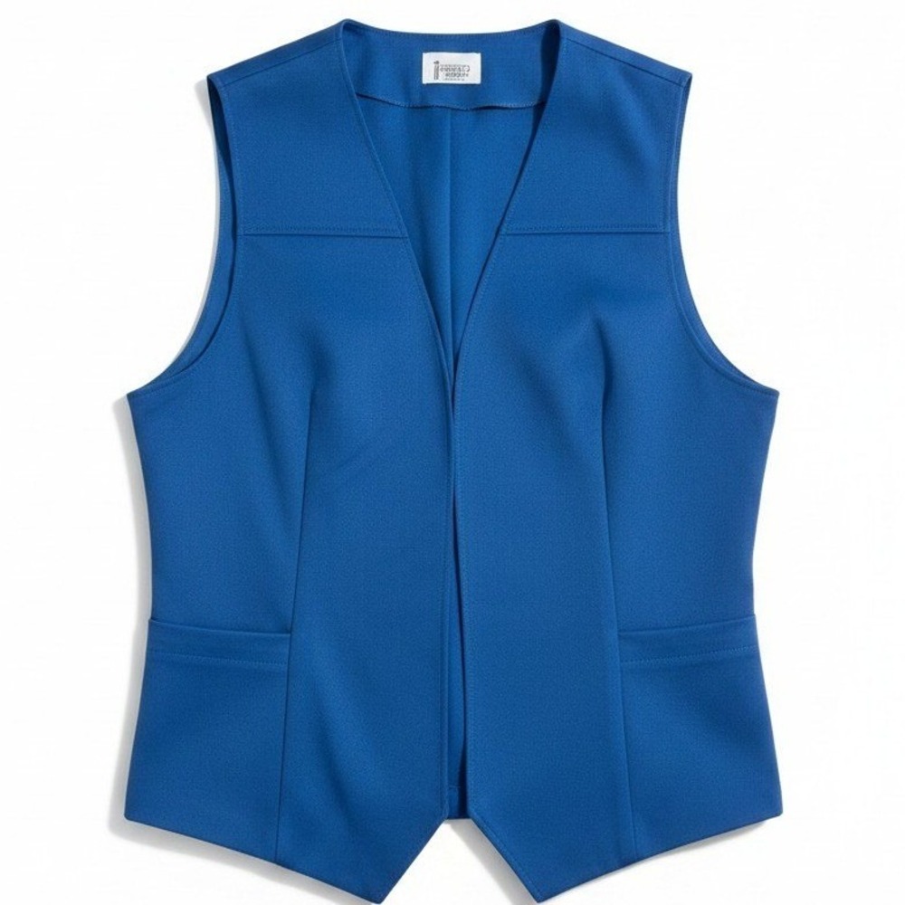 Cricket Lane Vintage Royal Blue Open Front Tailored‎ Vest, Women's Size 14, USA